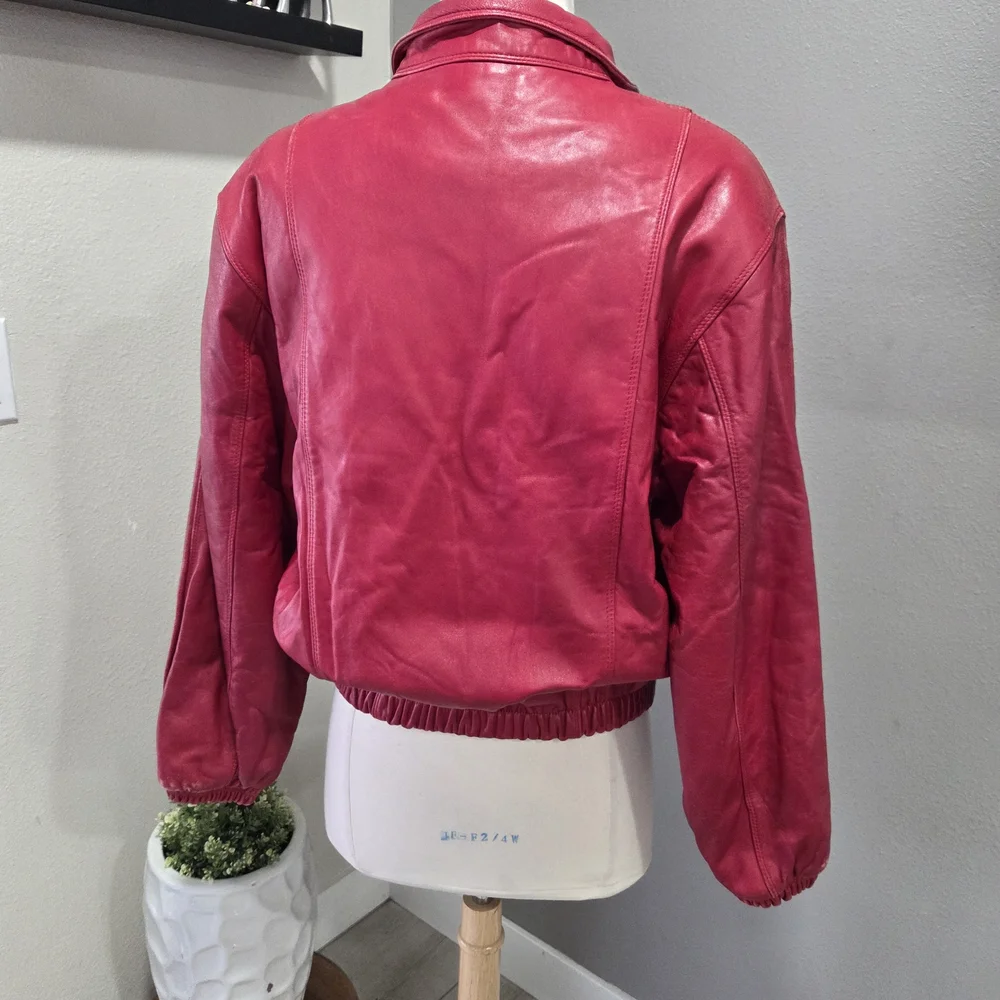 Vintage 90s  Leather Bomber Jacket - Picture 3 of 12